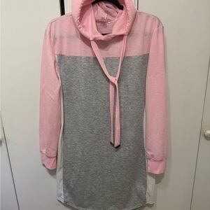 No Boundaries Pink and Gray Hoodie Dress Junior size L 11-13 NWOT